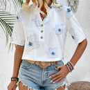 EMERY ROSE Camisa Femenina Ligera, Elegante Y Moderna Con Estampado Veraniego Y Cuello En V
