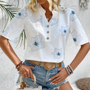 EMERY ROSE Camisa Femenina Ligera, Elegante Y Moderna Con Estampado Veraniego Y Cuello En V
