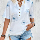 EMERY ROSE Camisa Femenina Ligera, Elegante Y Moderna Con Estampado Veraniego Y Cuello En V