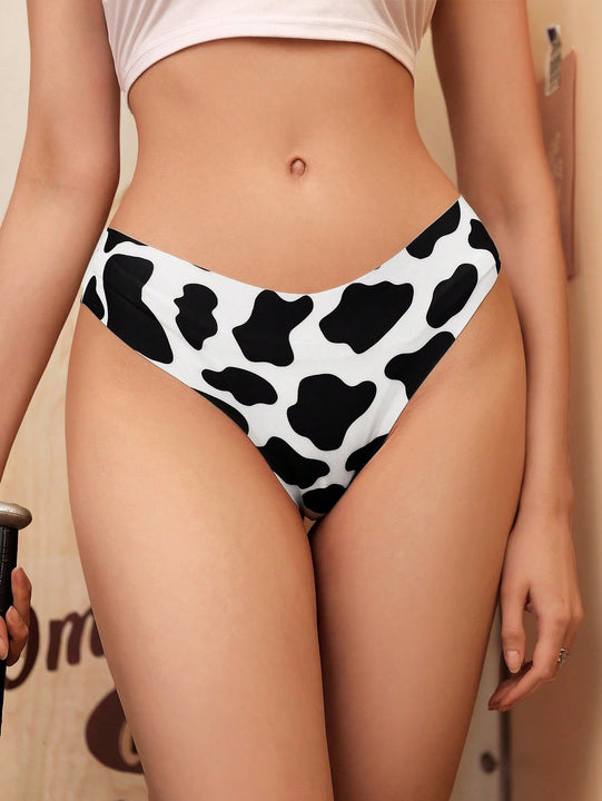 Ropa interior de moda para mujer con estampado de vaca en forma de tanga