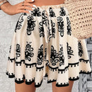 VCAY Shorts de cintura elastica con corbata a la cintura con estampado al azar