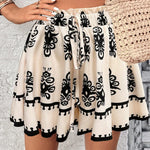 VCAY Shorts de cintura elastica con corbata a la cintura con estampado al azar
