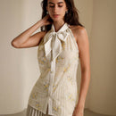 Prive Camisa para mujer con estampado aleatorio y decoracion de lazo