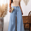 LUNE Pantalones Jeans casuales de pierna ancha en unicolor para mujer