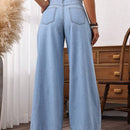 LUNE Pantalones Jeans casuales de pierna ancha en unicolor para mujer