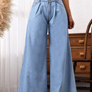 LUNE Pantalones Jeans casuales de pierna ancha en unicolor para mujer