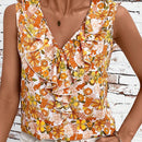 Clasi Camisa de mujer con ribete de volantes y cuello en V