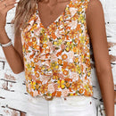 Clasi Camisa de mujer con ribete de volantes y cuello en V