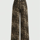 ROMWE Grunge Punk Jeans casuales Y2K de longitud completa con estampado de leopardo y pierna ancha para mujeres