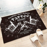 1pc Alfombra de poliéster antideslizante de Harper'S Skin Stories Tattoo Studio, alfombra de silla de oficina duradera, tela de terciopelo de cristal de alta densidad, lavable en máquina, para entrada, interior y uso exterior