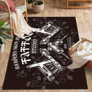 1pc Alfombra de poliéster antideslizante de Harper'S Skin Stories Tattoo Studio, alfombra de silla de oficina duradera, tela de terciopelo de cristal de alta densidad, lavable en máquina, para entrada, interior y uso exterior