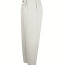 Pantalones largos casuales con botones y bolsillos de unicolor