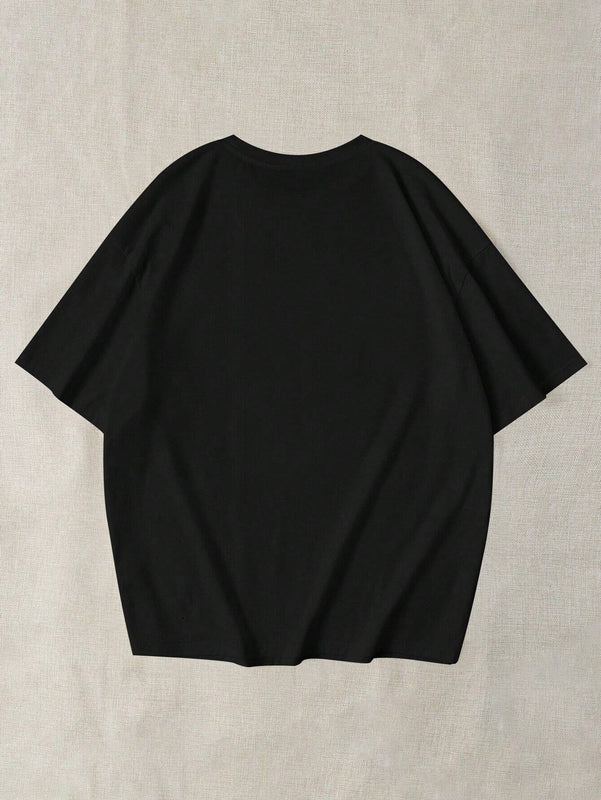 Camiseta casual de manga murcielago y cuello redondo con letras impresas para mujer en verano