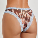 DesireSculpt Panties diarias simples de triangulo para mujer con estampado de leopardo y encaje