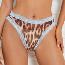 DesireSculpt Panties diarias simples de triangulo para mujer con estampado de leopardo y encaje