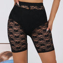 Leggings para mujeres ajustados y de moda con estampado de flor de ciruela de encaje y corte corto