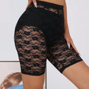 Leggings para mujeres ajustados y de moda con estampado de flor de ciruela de encaje y corte corto