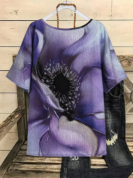 Camisa simple diaria para mujer con estampado aleatorio