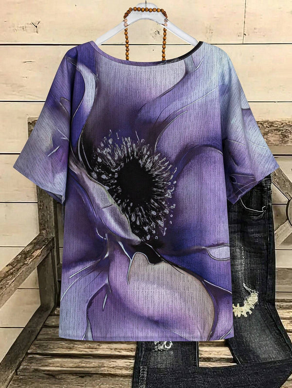 Camisa simple diaria para mujer con estampado aleatorio