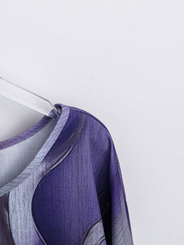 Camisa simple diaria para mujer con estampado aleatorio
