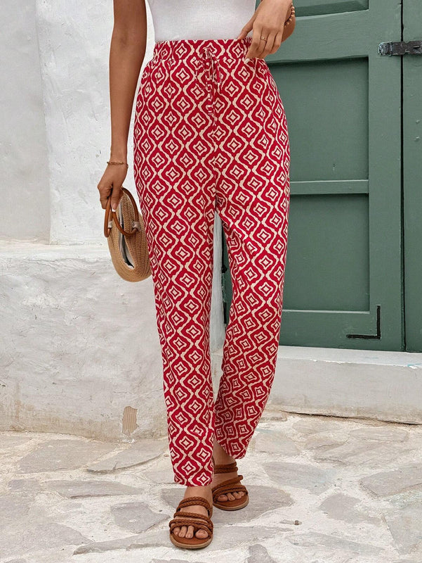Frenchy Pantalones largos diarios simples para mujer con estampado regular