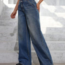 EZwear Pantalones Jeans anchos y sueltos informales para mujeres con bolsillos, adecuados para salidas diarias