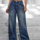 EZwear Pantalones Jeans anchos y sueltos informales para mujeres con bolsillos, adecuados para salidas diarias