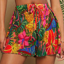 TRVLCHIC Shorts sueltos de mujer tejidos con estampado y pliegue de cintura alta para vacaciones