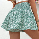 VCAY Shorts de pierna ancha para mujeres con cintura alta de estilo de vacaciones, corte holgado, cinturon anudado y estampado floral pequeno.