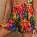 TRVLCHIC Shorts sueltos de mujer tejidos con estampado y pliegue de cintura alta para vacaciones