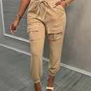 Slayr Pantalones casuales y diarios de mujer con bolsillo y punos elasticos