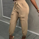 Slayr Pantalones casuales y diarios de mujer con bolsillo y punos elasticos