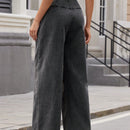 Essnce Jeans casuales de ajuste ancho y plisados con bolsillos para mujer
