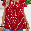 EMERY ROSE Camiseta de linea A holgada con diseno de lunares y cuello redondo para mujer con estilo