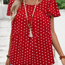 EMERY ROSE Camiseta de linea A holgada con diseno de lunares y cuello redondo para mujer con estilo