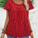 EMERY ROSE Camiseta de linea A holgada con diseno de lunares y cuello redondo para mujer con estilo