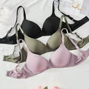 3 piezas sujetador inalambrico comodo de copa blanda, de colores, solido, ropa interior para mujer