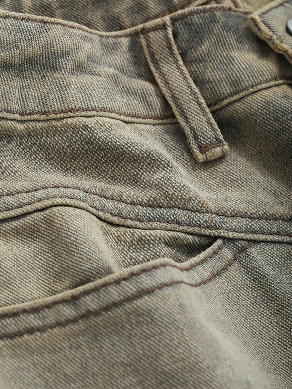 DAZY Jeans casuales de pierna ancha y de corte holgado para mujer con bolsillos