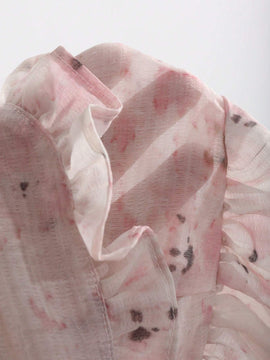 DAZY Camisa estampada con flores de manga corta, cuello en V, cruzada y con nudo en la cintura, ideal para un aspecto elegante de verano para mujer