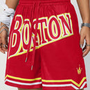 Coolane Shorts deportivos de malla con impresion de letras para mujer
