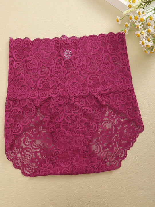 1 pieza Panties sensuales de control de abdomen encaje de cintura alta para mujer