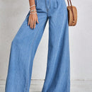 Tall Jeans de pierna ancha casuales para mujer para vacaciones, pantalones de mezclilla azul de ajuste casual