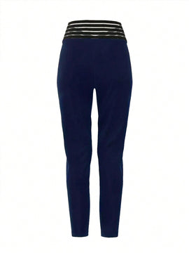 Clasi Pantalones largos simples de cintura cruzada para uso diario de unicolor para mujer