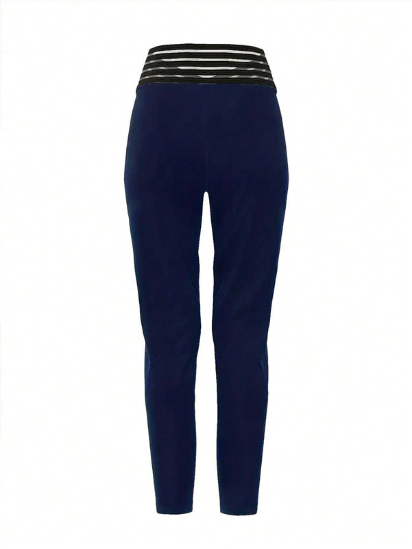 Clasi Pantalones largos simples de cintura cruzada para uso diario de unicolor para mujer