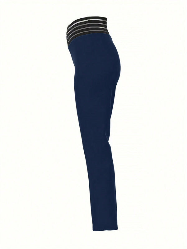 Clasi Pantalones largos simples de cintura cruzada para uso diario de unicolor para mujer