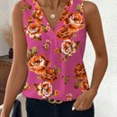 NEW  Clasi Camisa de mujer sin mangas con cuello en V y ajustada con flores de azahar naranja