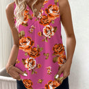NEW  Clasi Camisa de mujer sin mangas con cuello en V y ajustada con flores de azahar naranja