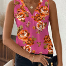 NEW  Clasi Camisa de mujer sin mangas con cuello en V y ajustada con flores de azahar naranja