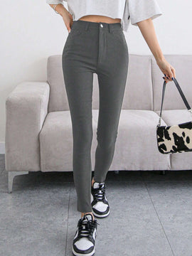 DAZY Pantalones regulares simples y lisos para uso diario de mujeres