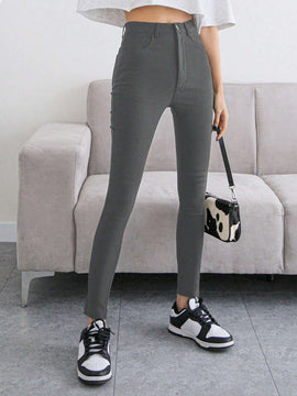 DAZY Pantalones regulares simples y lisos para uso diario de mujeres